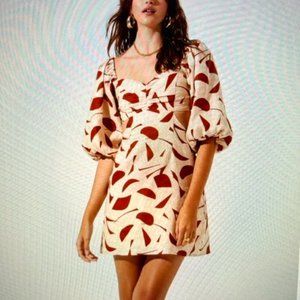 ASTR THE LABEL Dress - Heather Abstract Pattern Bubble Sleeve